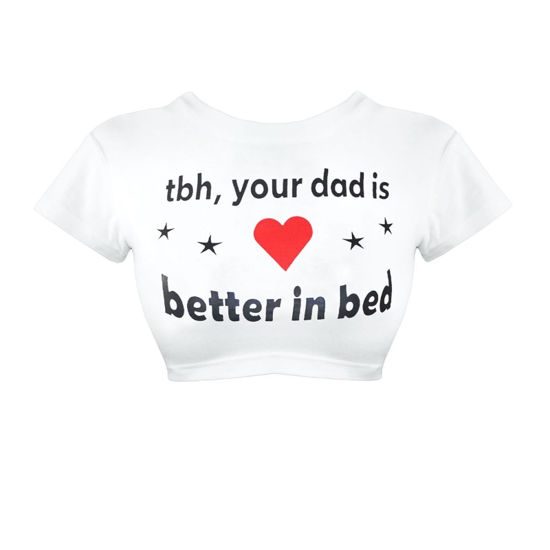 Thumbnail of Daddy Issues White Cropped Fitted T-Shirt image