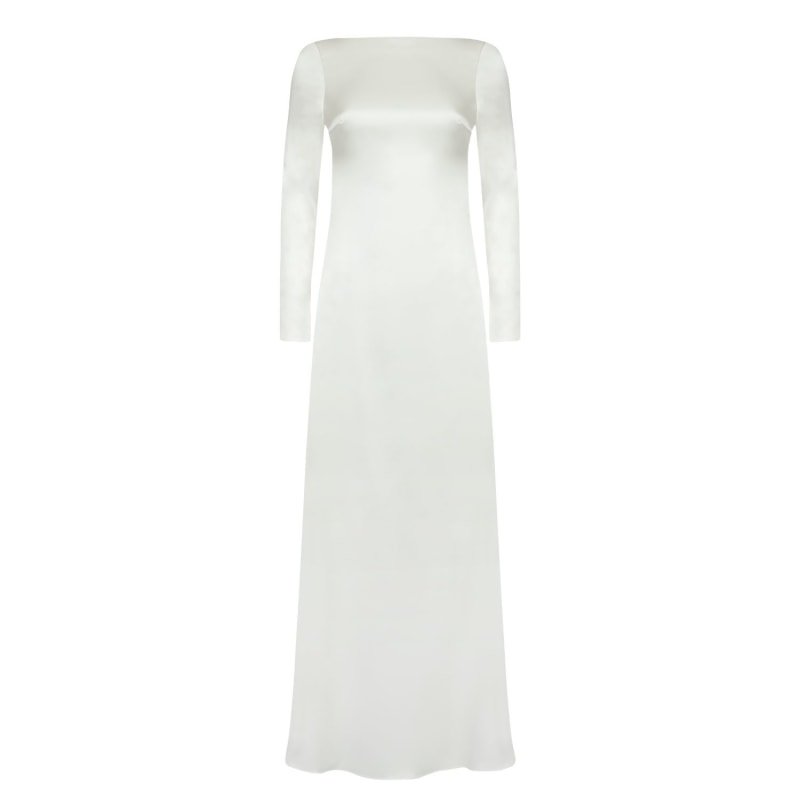 Thumbnail of Dahlia Backless Bridal Satin Maxi Dress - Off-White image