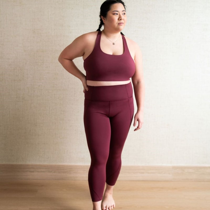 Dahlia Compression Legging In Activeknit - 7/8 -Wine, Kin + Ally