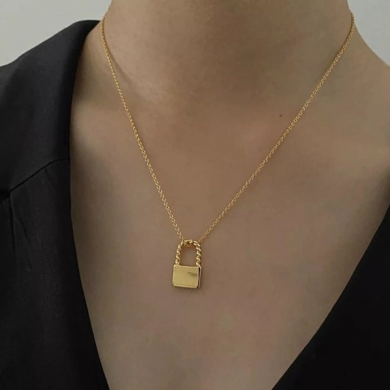 Dainty Gold Lock Necklace