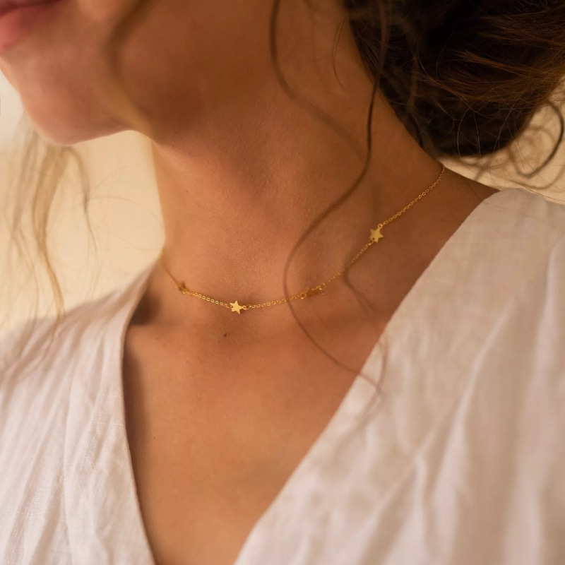 Dainty star choker necklace sale
