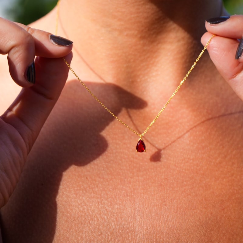 Dainty ruby necklace hot sale