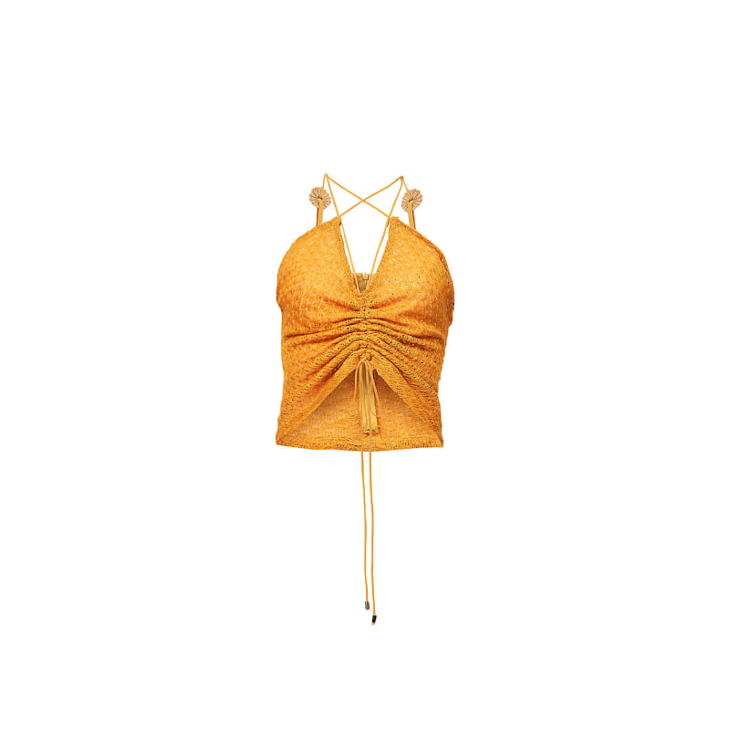 Thumbnail of Daisy Orange Crochet Halter Neck Top image