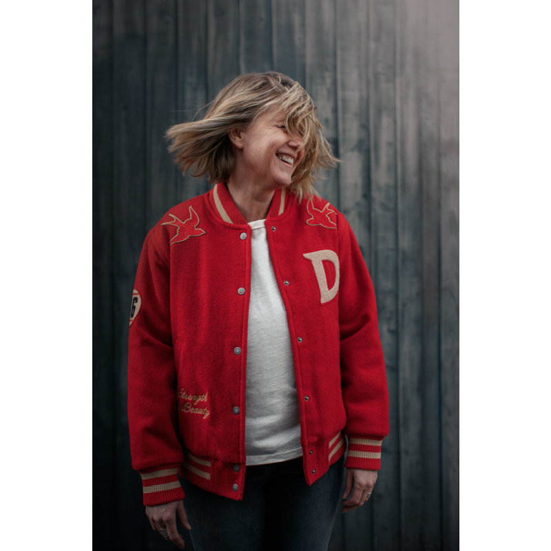 Thumbnail of Damsons Nancy Baseball Jacket Vintage Red image