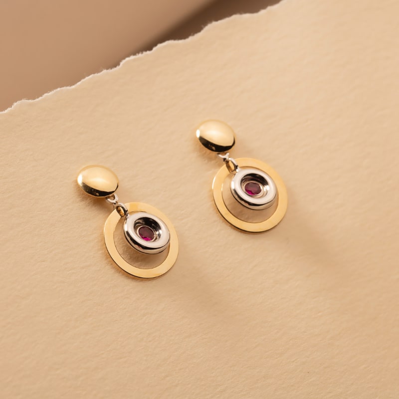 Thumbnail of Multi Circle Ruby Gold Earrings image