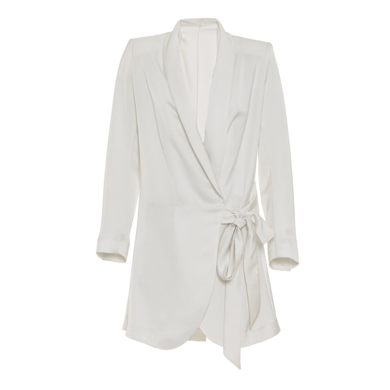 Thumbnail of Danica Ecru White Satin Blazer Dress image