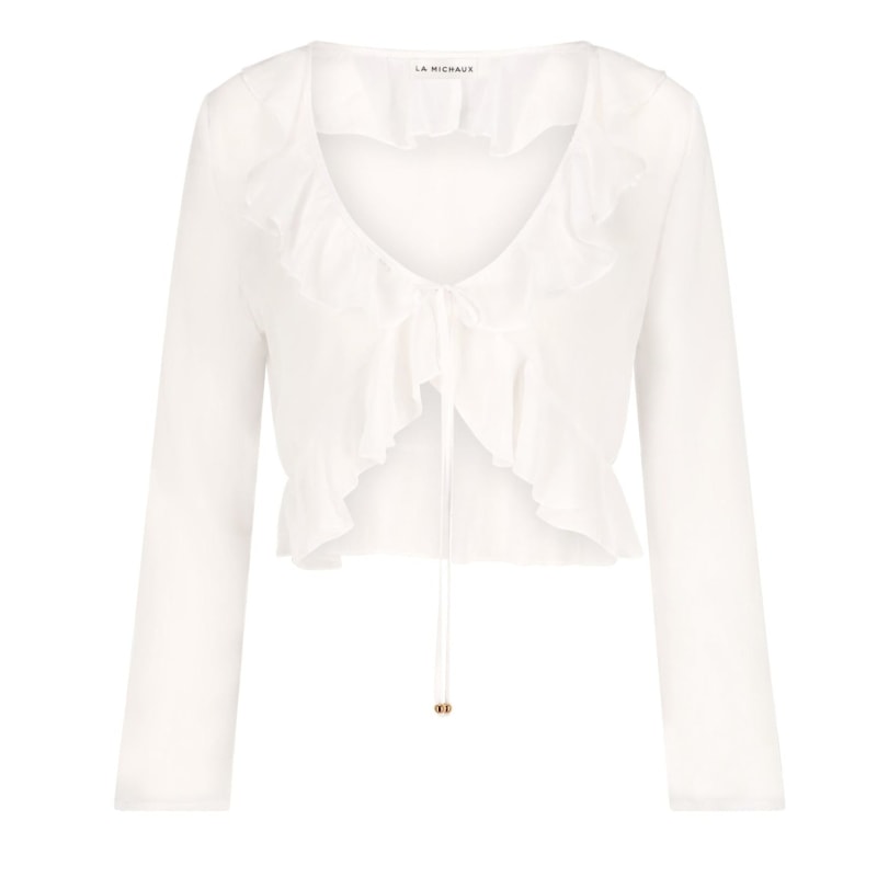 White ruffle hem top shop