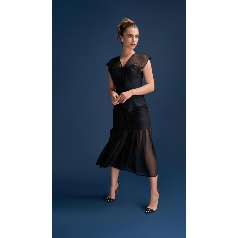 Sheer skirt top and top set