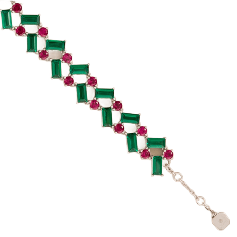 Thumbnail of Dante White Gold Bracelet In Emerald & Ruby image