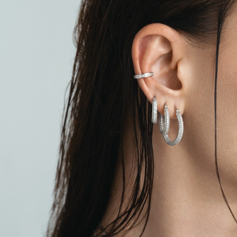 Daphne Gold Small Hoop Earring Silver | BY EDA DOGAN | Wolf & Badger 