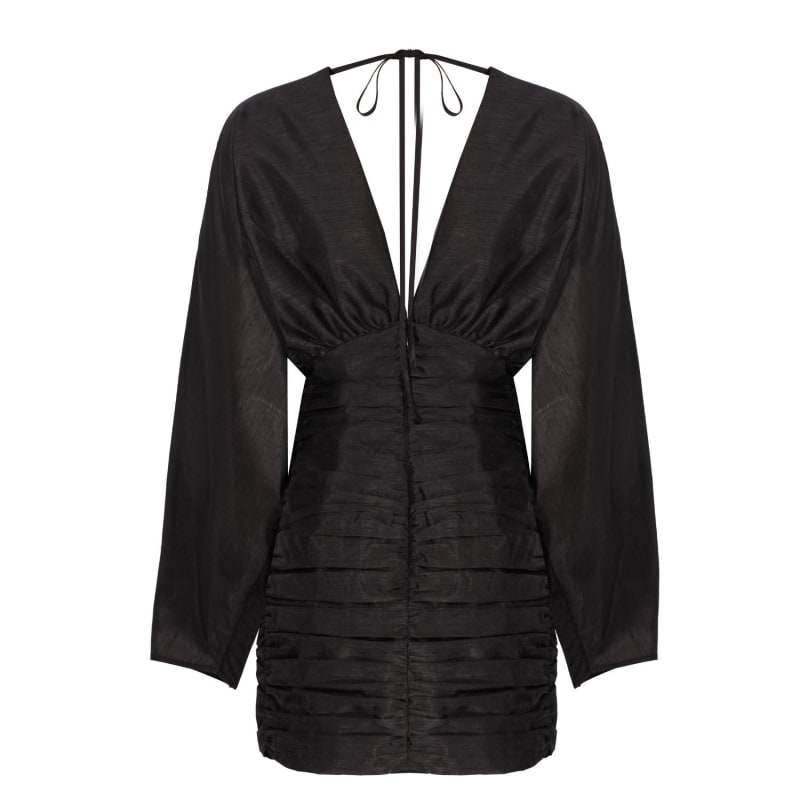 Thumbnail of Dark Allure - Long Sleeve V Neck Mini Dress image