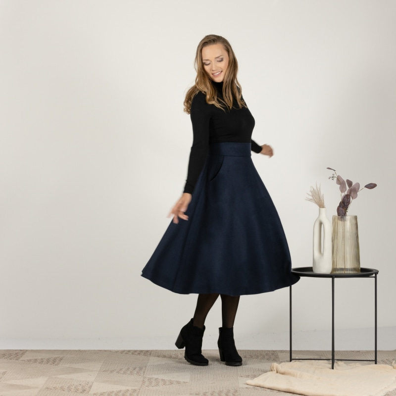 Wool skirts below knee online