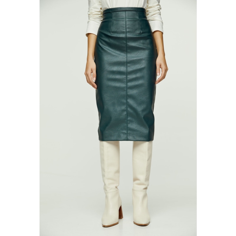 Bottle green faux leather skirt outlet