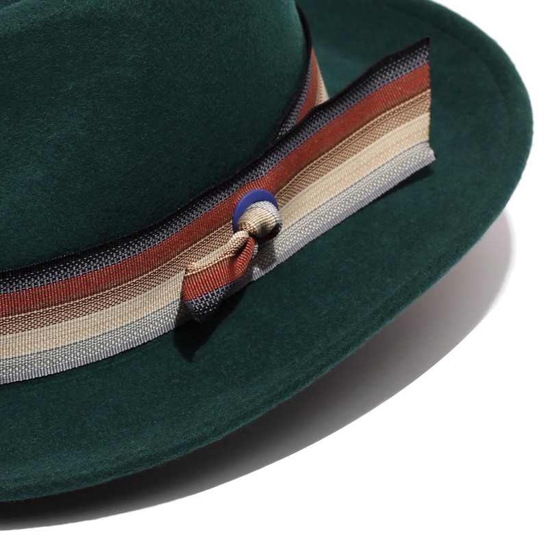 Dark Green Felt Hat With Grosgrain Band Justine Hats Wolf & Badger