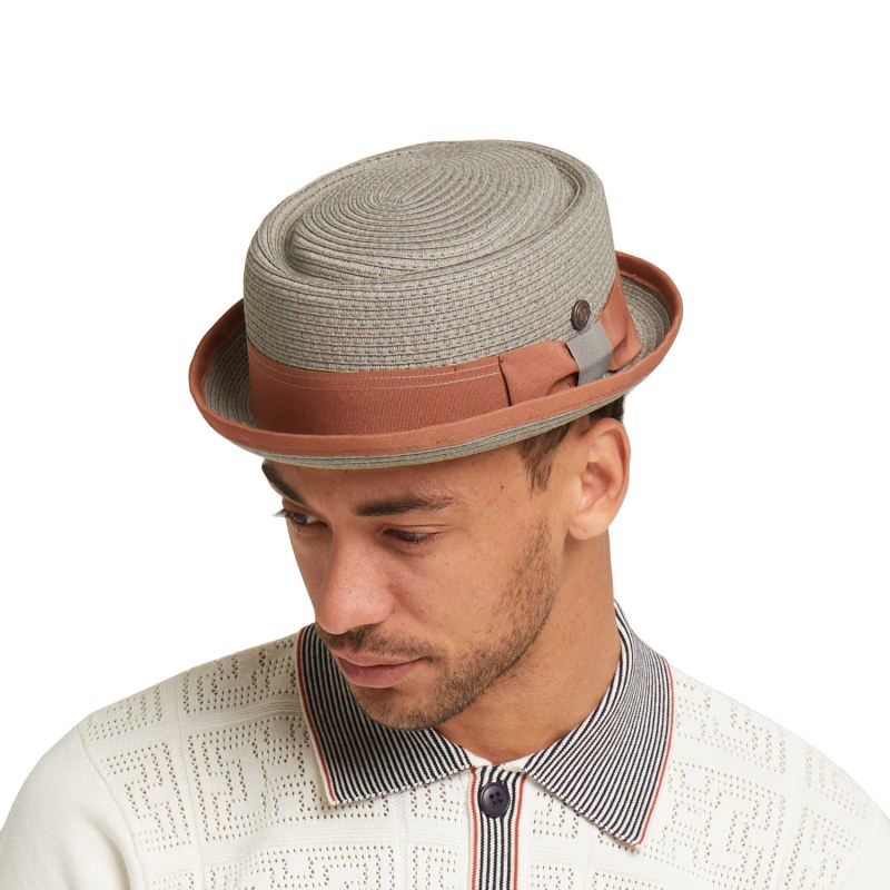 Dasmarca Rico Summer Telescope Crown Lightweight Breathable Rude Boy Mod Porkpie Hat Taupe Dasmarca Hats Wolf Badger
