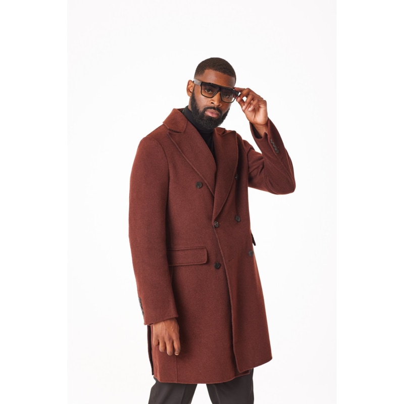 David Wej Signature Double Breasted Wool Overcoat – Brown | DAVID WEJ ...