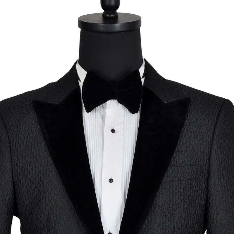 Thumbnail of David Wej Signature Velvet Peak Lapel Blazer - Black image