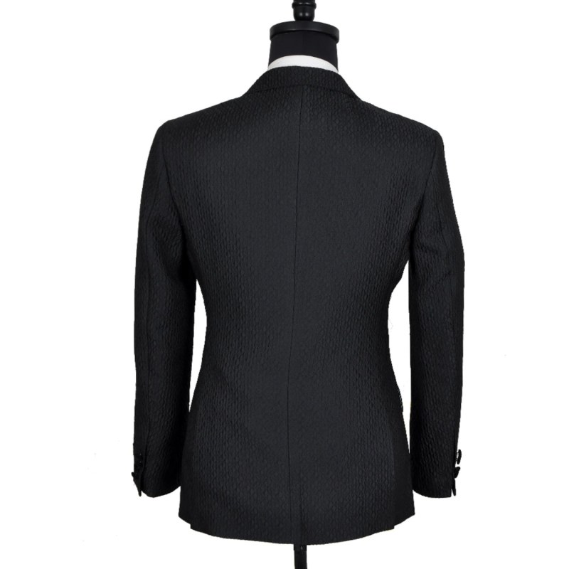 Thumbnail of David Wej Signature Velvet Peak Lapel Blazer - Black image