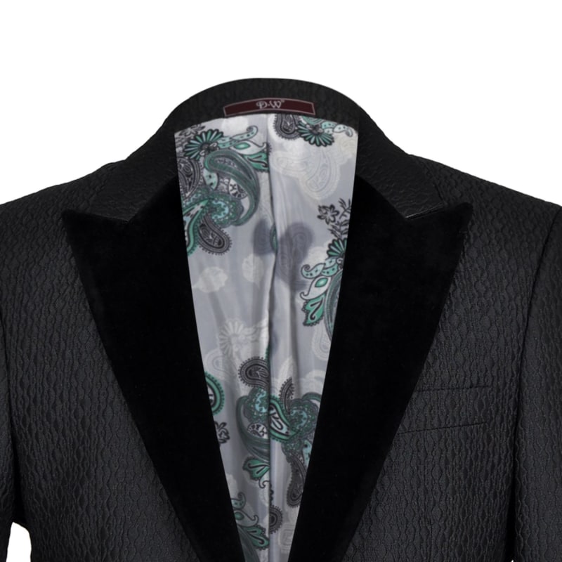 Thumbnail of David Wej Signature Velvet Peak Lapel Blazer - Black image