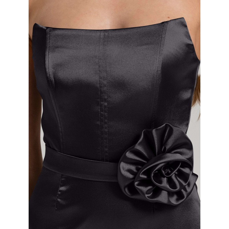 Thumbnail of Dazzling Touch Satin Mini Dress, Black image