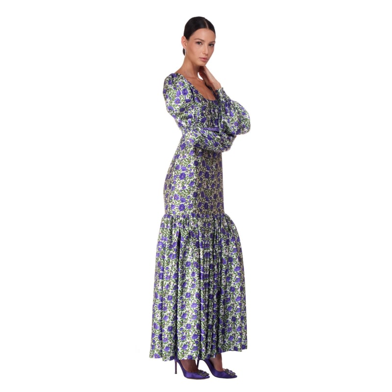 Thumbnail of Long Purple ‘Botanica’ Print Dress image