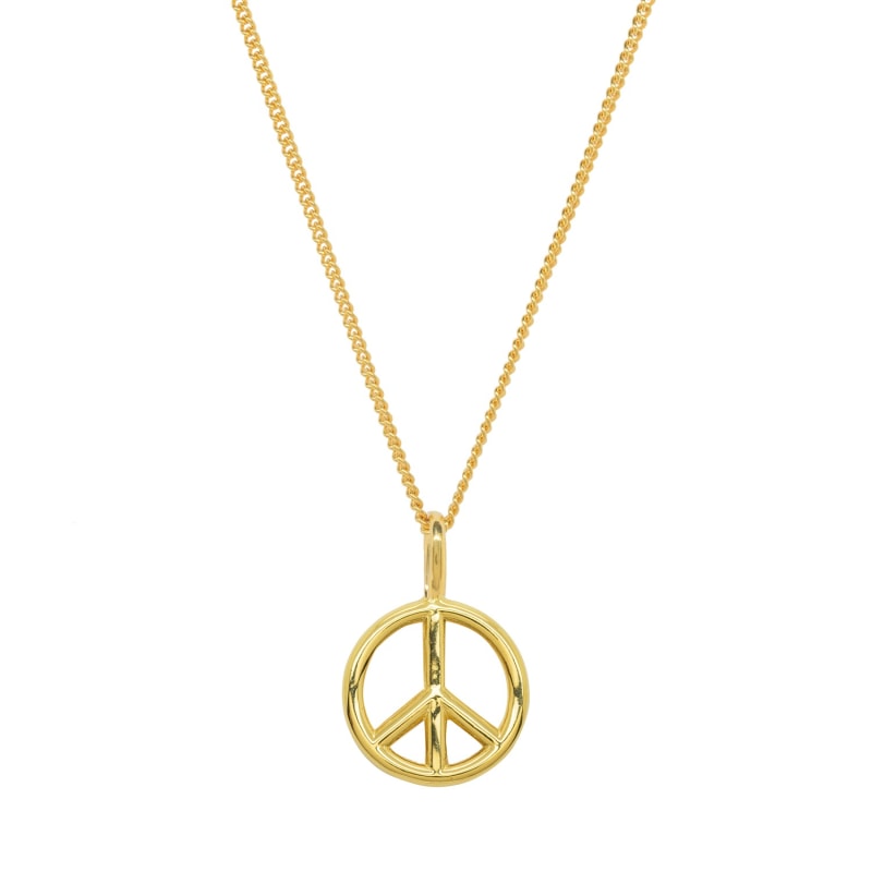 Thumbnail of Peace Sign & Chain In Yellow Gold Plate image