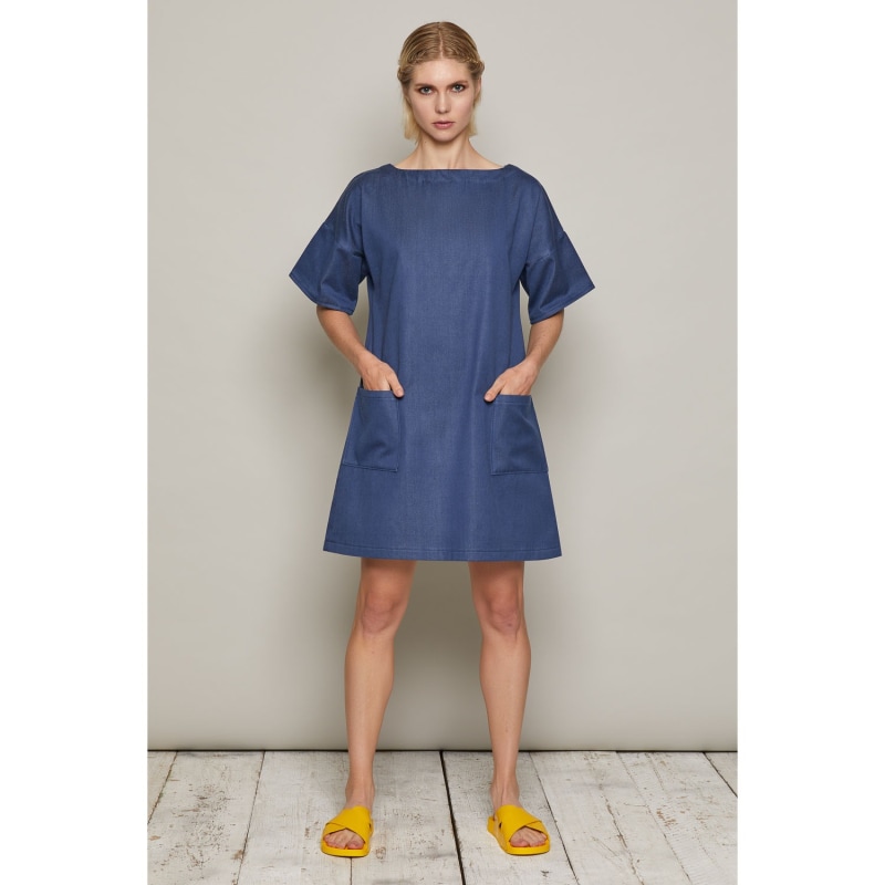 Thumbnail of Paula Dress In Organic Denim Navy image