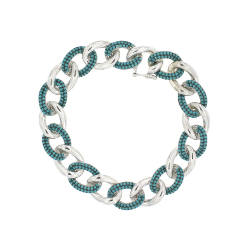 Thumbnail of Sterling Silver Turquoise Link Bracelet image