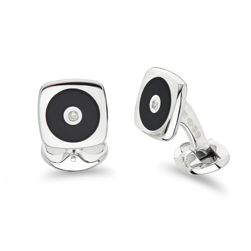 Deakin Francis Sterling Silver Cushion Shape Cufflinks With