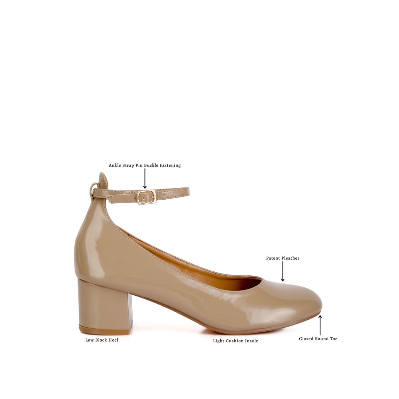 Thumbnail of Debbie Ankle Strap Low Block Heel Sandals In Sand image