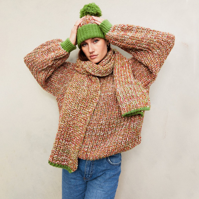 Olive green bobble hat sale