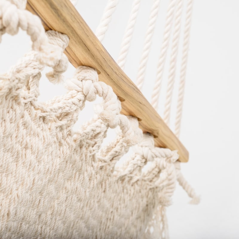 Thumbnail of Boho Natural Cotton Hammock With Macrame Fringe - Neutrals image