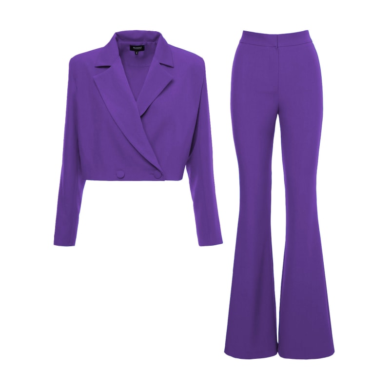 Purple cropped blazer clearance