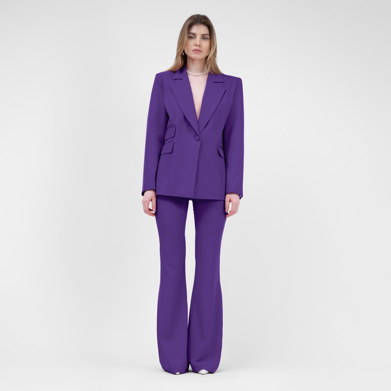 Thumbnail of Deep Purple  Suit With Regular Blazer With Double Pocket And Flared Trousers image