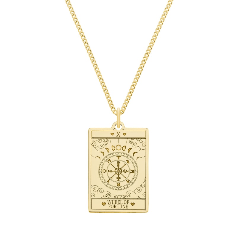 Thumbnail of Medium 9ct 375 Gold  “Wheel Of Fortune” Tarot Card Necklace image