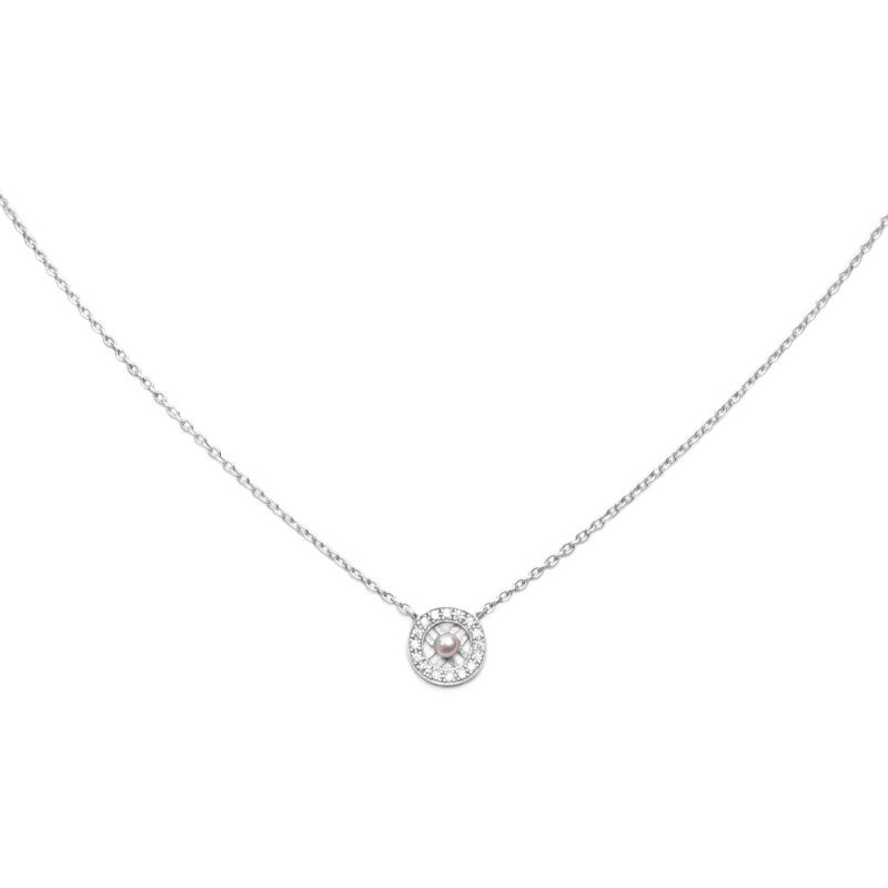 Thumbnail of Small Flat Signature X Cz Necklace White Gold image