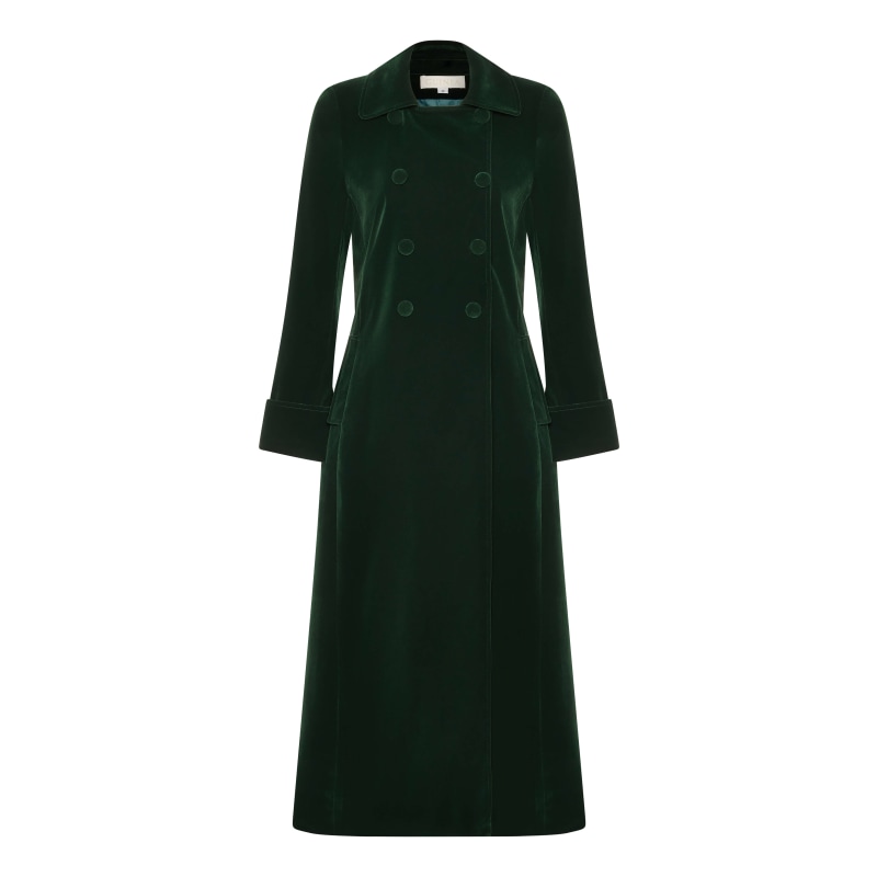 Green velvet coat womens cheap