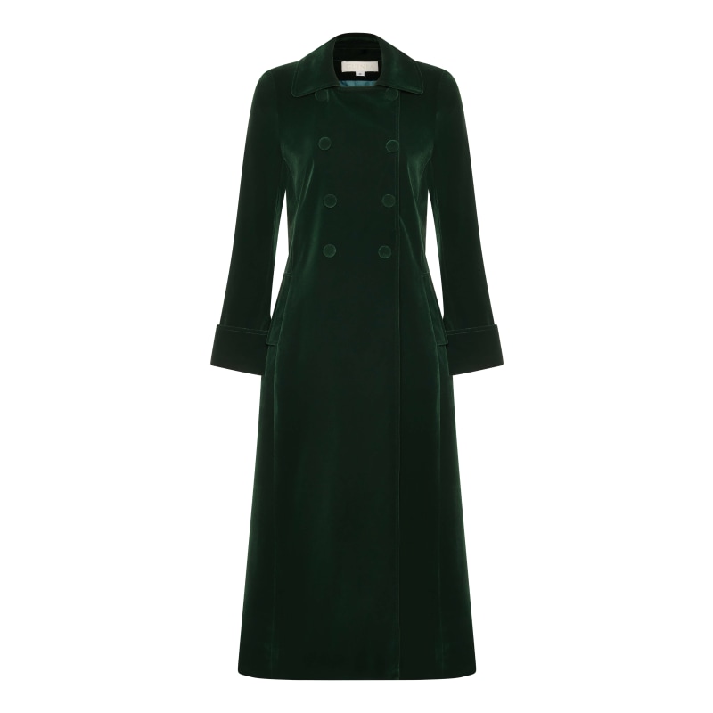 Thumbnail of Long Green Velvet Coat - Boho Glamour image