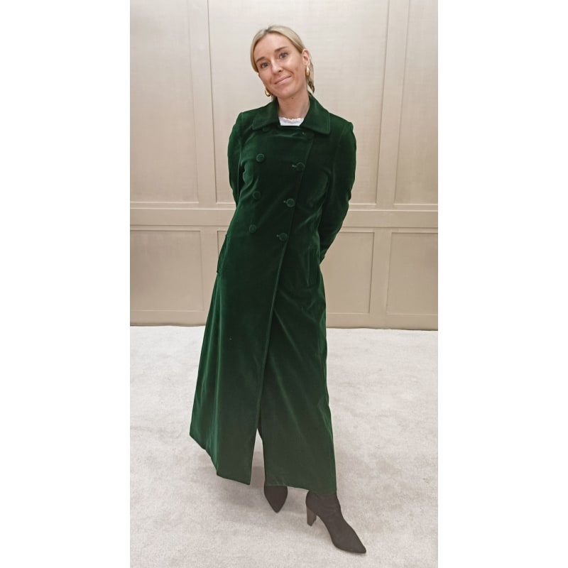 Thumbnail of Long Green Velvet Coat - Boho Glamour image