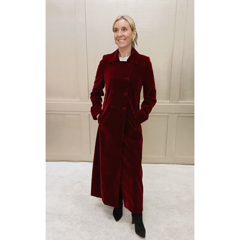 Velvet long coat ladies online