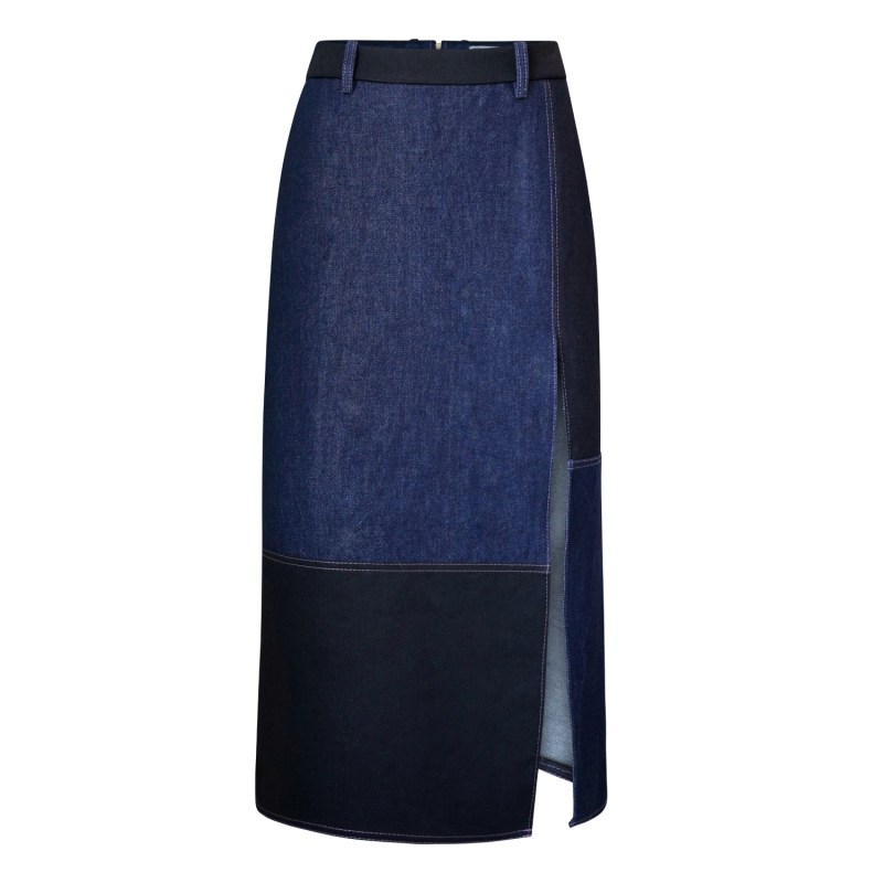 Denim skirt midi colored cheap