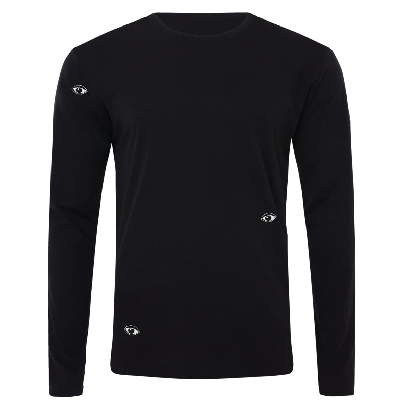 Thumbnail of Eyes Embroidered Long Sleeved Top Black Men image