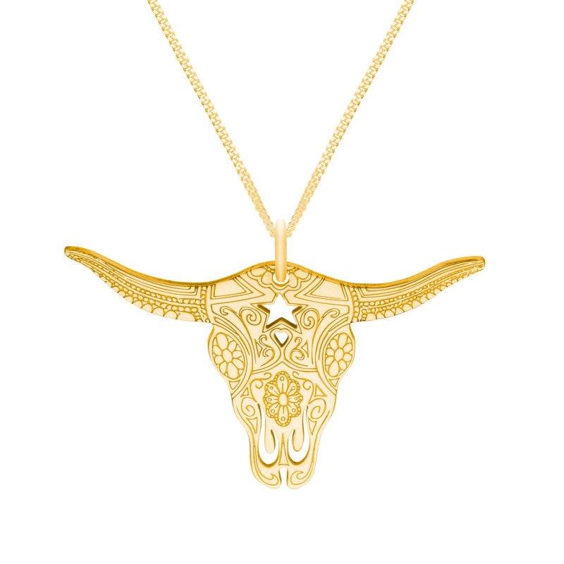 Thumbnail of Small Gold Texas Longhorn Pendant Necklace image