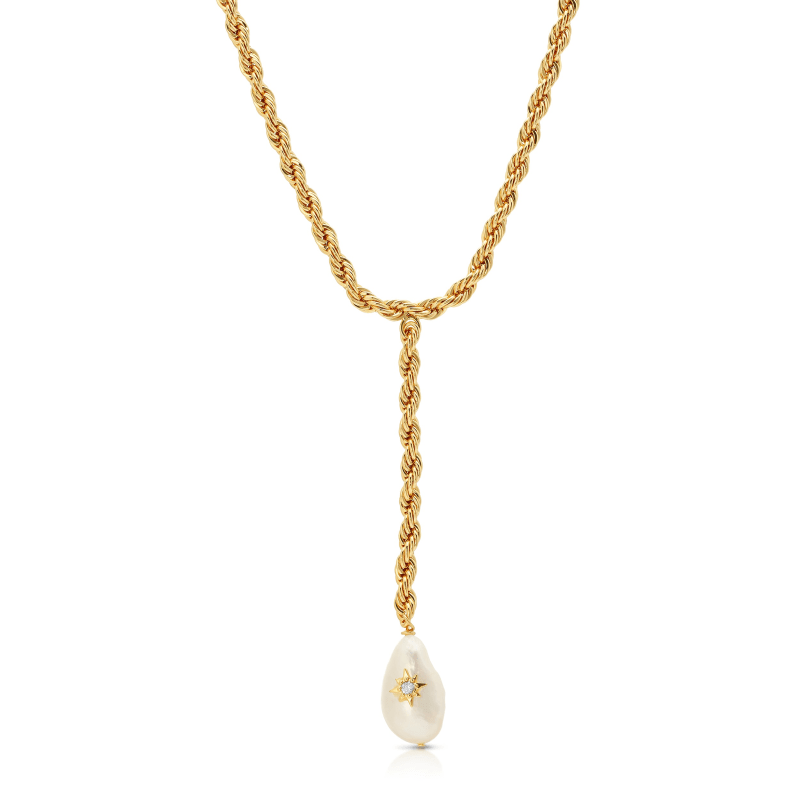 Thumbnail of Descanso Pearl Lariat Necklace - Gold image