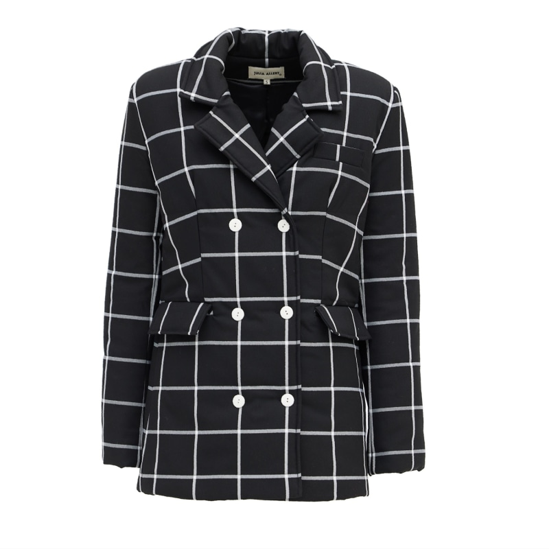 Double breasted plaid jacket discount