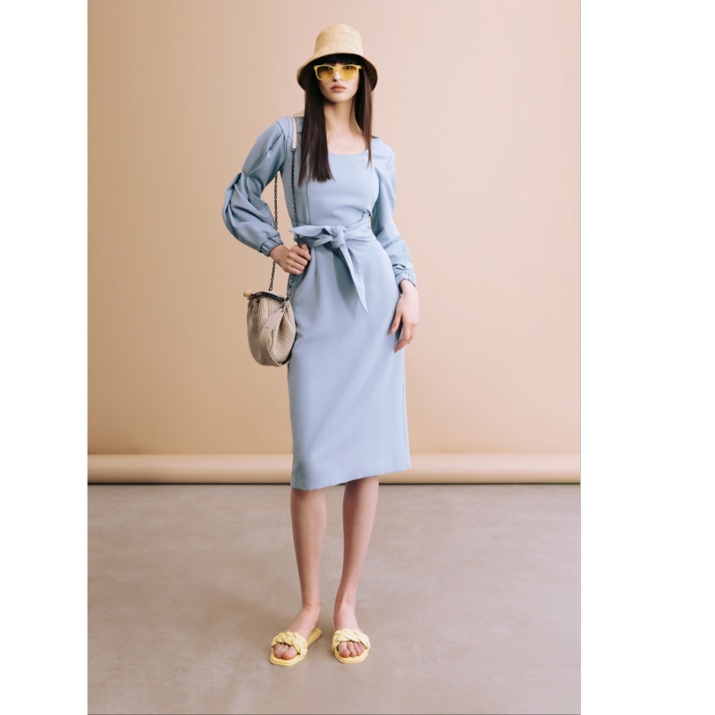Midi dress with belt online