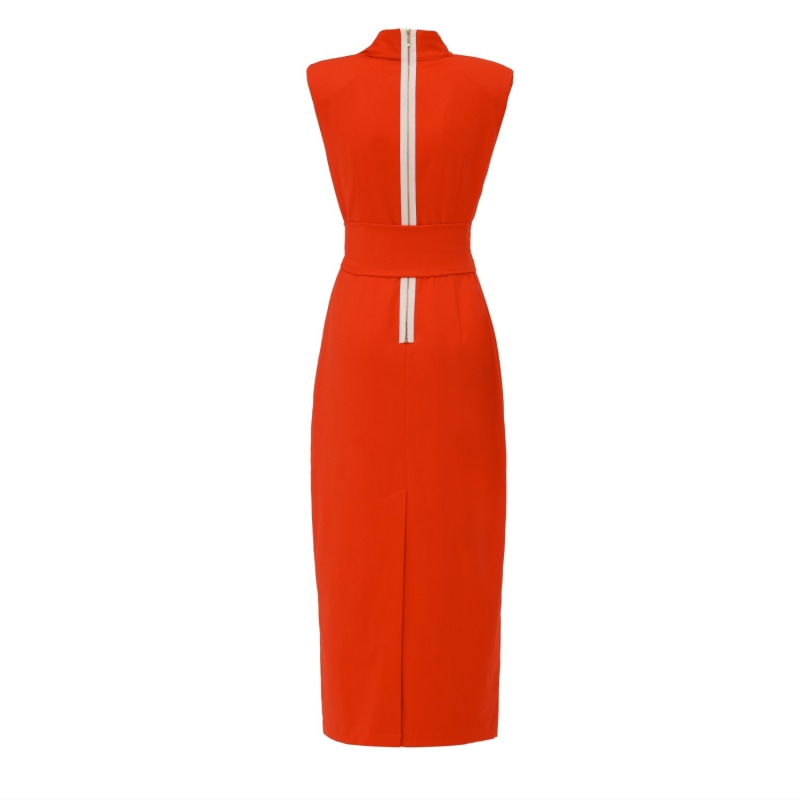 Thumbnail of Designer Long Dress With Mock Neck Solid Orange image