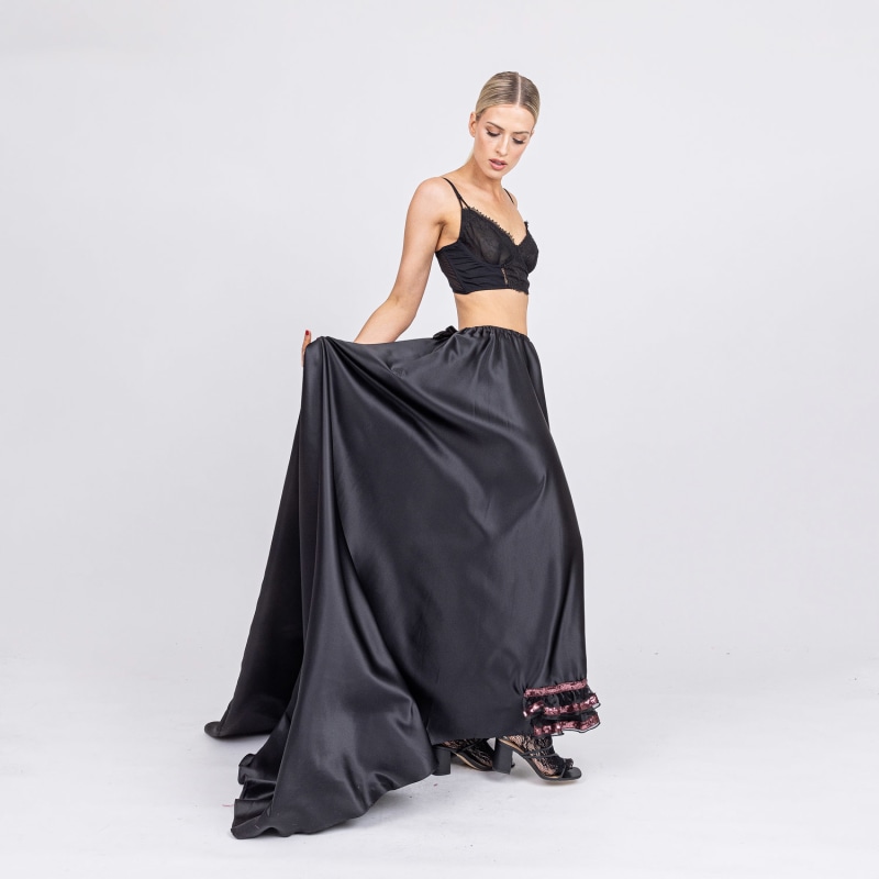 Thumbnail of Desire - Midnight Satin Opera Skirt With Sparkle Notes image