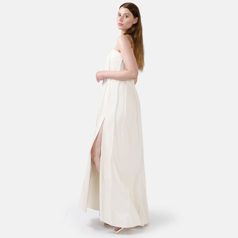 Niaca Strapless pleated maxi wedding dress