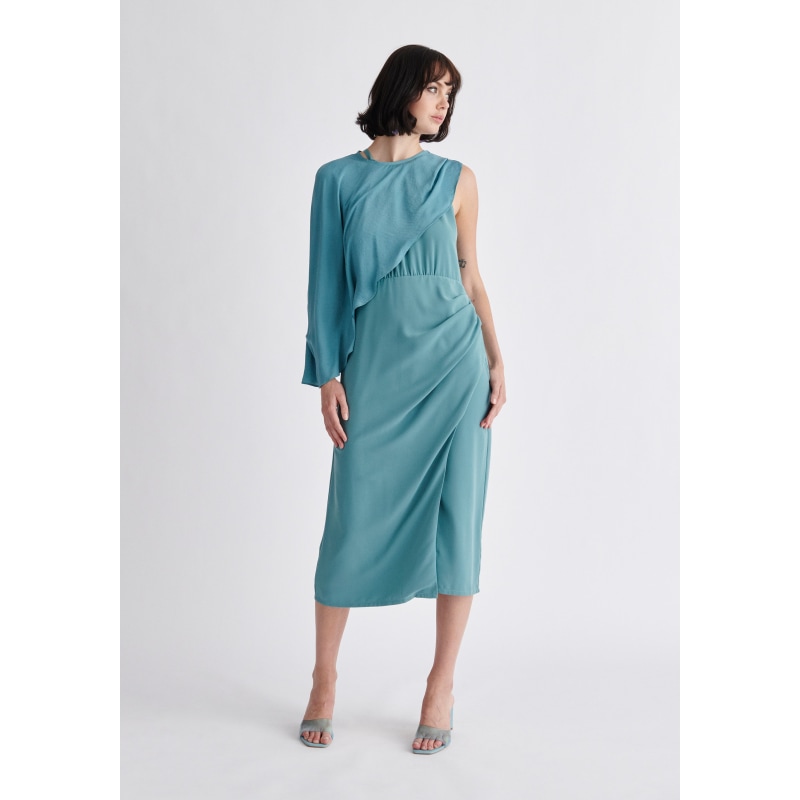 Detachable Cape Dress - Teal | PAISIE | Wolf & Badger